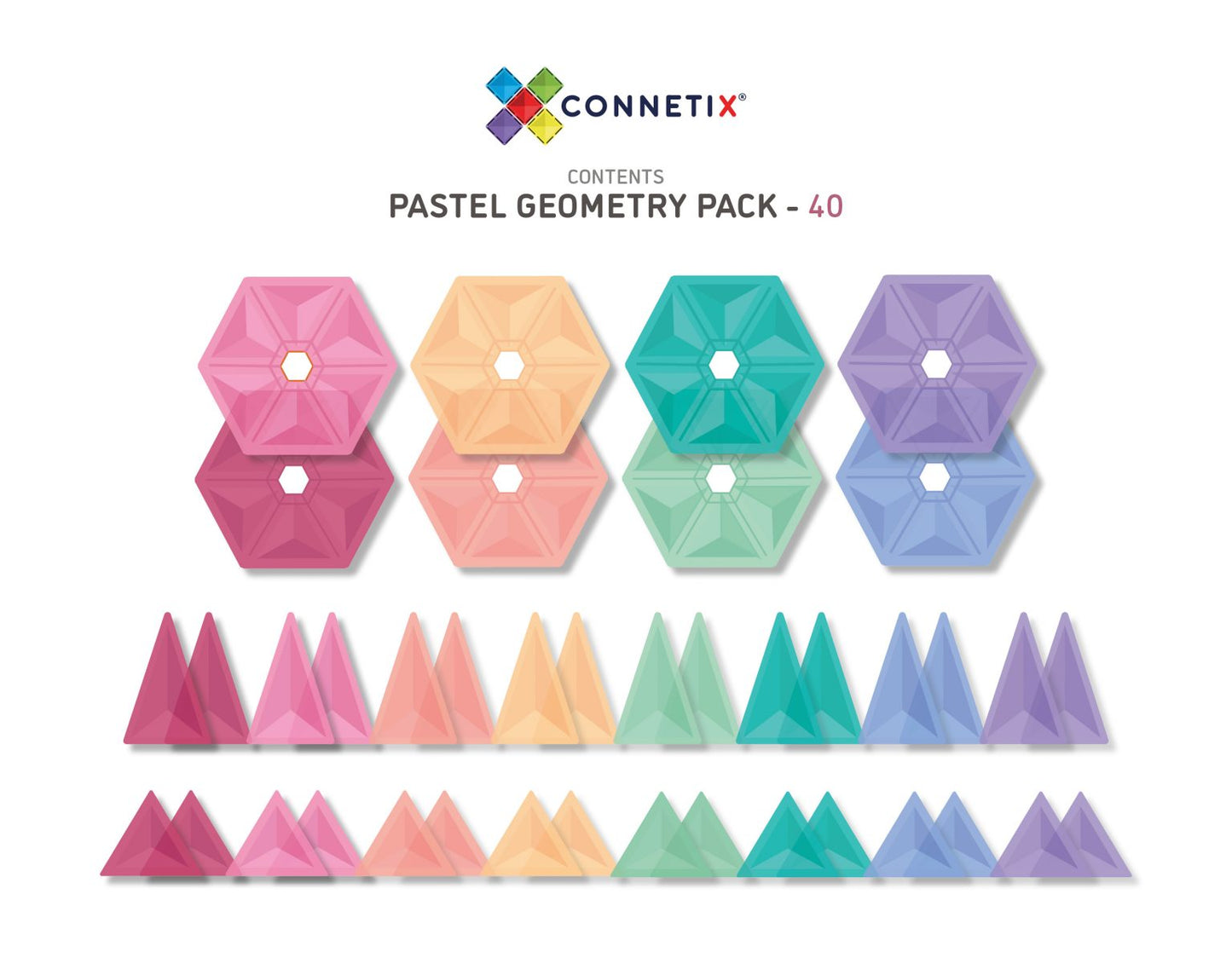 CONNETIX TILES - PASTEL GEOMETRY SET (40 pieces)