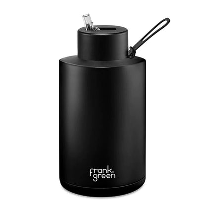FRANK GREEN 2L CERAMIC DRINK BOTTLE WITH STRAW - BLACK