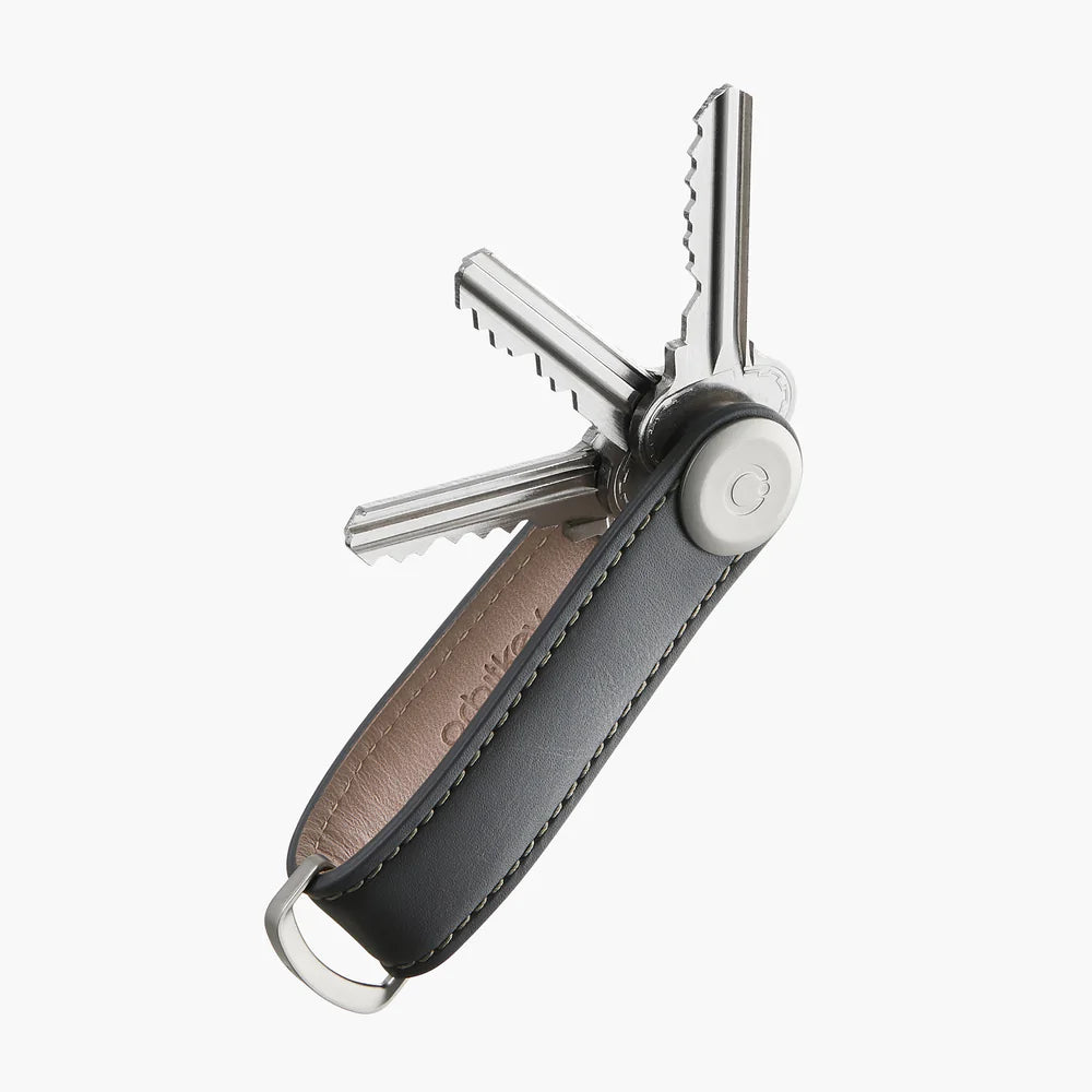 ORBITKEY - LEATHER KEY ORGANISER - CHARCOAL/GREY STITCH